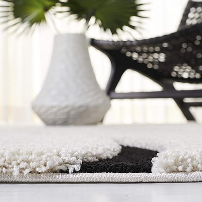 SAFAVIEH Florida Shag Collection Runner Rug - 2'3" x 11', Ivory & Black, Non-Shedding & Easy Care, 1.2-inch Thick Ideal for High Traffic Areas in Living Room, Bedroom (SG471-1290)