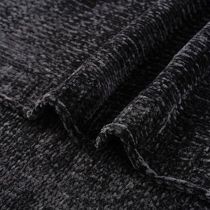 BATTILO HOME Black Throw Blanket for Couch, Woven Chenille Throw Blankets for Bed, Chair, Sofa, Black Knitted Blanket Cozy Soft Blanket, 51"x67"