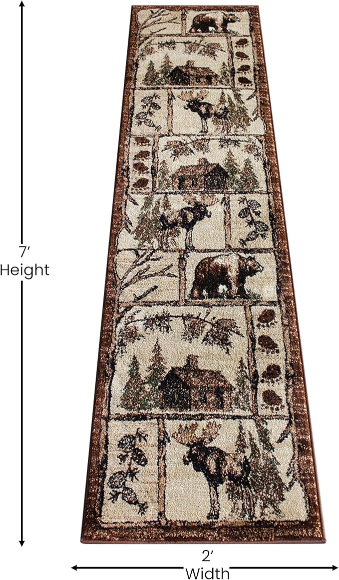 Cabin Style Area Rug Runner 2 Feet 2 Inch X 7 Feet 2 Inch Design L-362
