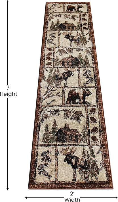 Cabin Style Area Rug Runner 2 Feet 2 Inch X 7 Feet 2 Inch Design L-362