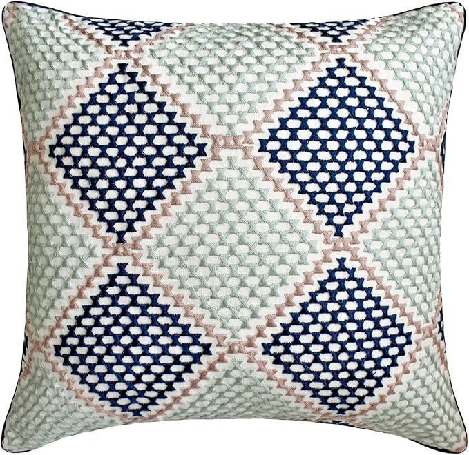 The HomeCentric King/Queen/Twin Blue Decorative Bed Runner Full 68"x18" Bed Runner with Two Pillow Cover, Embroidered Bed Scarf on Embroidered Fabric - Pointillism