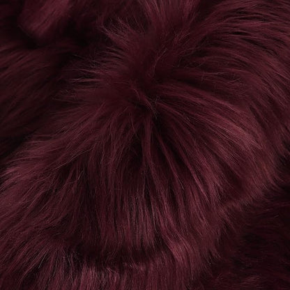 uxcell Heart Shaped Rugs for Bedroom,Small Aesthetic Carpet Girls,Cute Shaggy Floor Mirror Mat,Pastel Furry Throw Rug 2.3ftx3ft, Burgundy