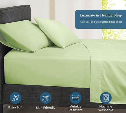 Royale Linens 400 Thread Count 100% American Grown Cotton Fitted Sheet Full Size - All Around Elastic Fitted Sheet - Luxury Sateen Weave - Snug Fit Bottom Sheet Fit Up to 16" (Full, Florentine Sage)