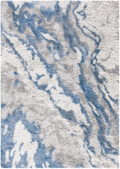 SAFAVIEH Horizon Shag Collection Accent Rug - 2' x 3', Grey & Blue, Non-Shedding & Easy Care, 2-inch Thick Ideal for High Traffic Areas in Entryway, Living Room, Bedroom (HZN890G)