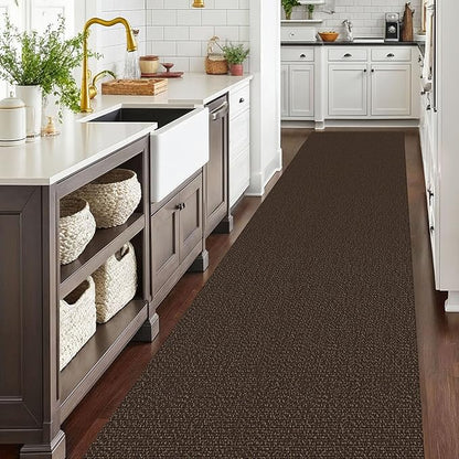 EARTHALL Extra Long Runner Rug 3x14 Ft Washable Runners for Hallways Cotton Non Slip Entryway Runner Braided Kitchen Runner Indoor Outdoor Carpet Runners for Stair, Hall, Foyers, Brown/Coffee