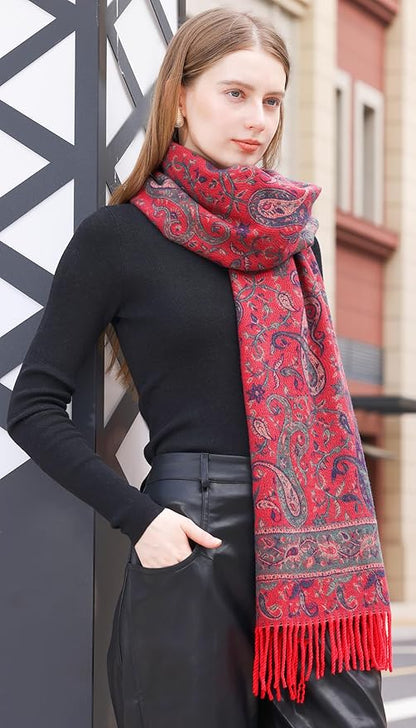 Wander Agio Warm Fashion Scarf Long Shawl Large Blanket Winter Wraps Scarves for Women Cashmere Jacquard Vintage Paisley