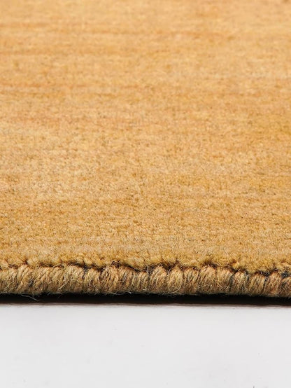 Hand Knotted Loom Wool ECO-Friendly Area Rugs - 10'x10', Octagon, Gold Color, Solid Plain Design, High Pile Thick Handmade Anti Skid Area Rugs for Living Room, Bed Room (L00111)
