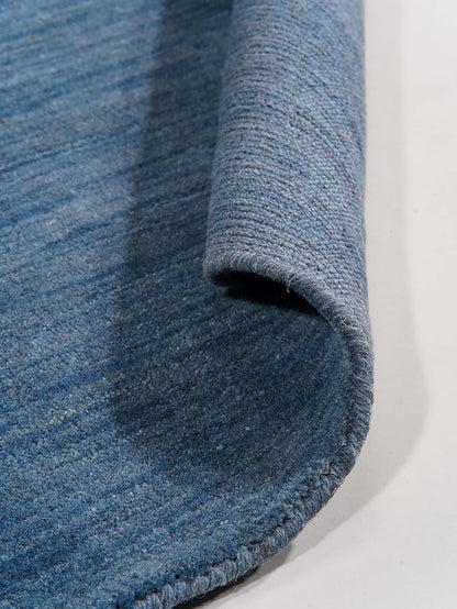 Hand Knotted Loom Wool ECO-Friendly Area Rugs - 8'x8', Octagon, Blue Color, Solid Plain Design, High Pile Thick Handmade Anti Skid Area Rugs for Living Room, Bed Room (L00111)