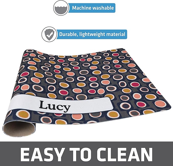 Drymate Personalized Pet Bowl Placemat, Custom Dog & Cat Food Feeding Mat - Absorbent Fabric, Waterproof Backing - Machine Washable/Durable (USA Made) (12" x 20") (Didjeridu 12)