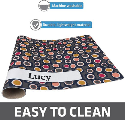 Drymate Personalized Pet Bowl Placemat, Custom Dog & Cat Food Feeding Mat - Absorbent Fabric, Waterproof Backing - Machine Washable/Durable (USA Made) (12" x 20") (Didjeridu 12)