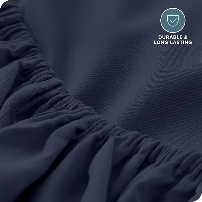 Bare Home Fitted Bottom Sheet Twin Size - Premium 1800 Microfiber - Ultra-Soft Hotel Luxury - Deep Pocket - Durable and Long Lasting (Twin, Midnight Blue)
