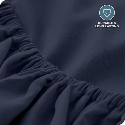 Bare Home Fitted Bottom Sheet Twin Size - Premium 1800 Microfiber - Ultra-Soft Hotel Luxury - Deep Pocket - Durable and Long Lasting (Twin, Midnight Blue)
