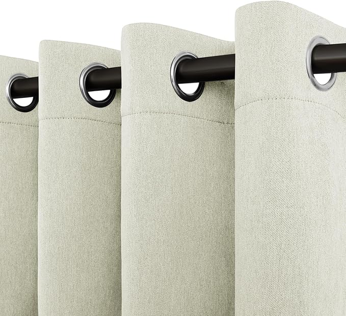 Easy-Going Linen Look Blackout Curtain Grommet Window Curtain Drapes for Bedroom, Living Room Thermal Insulated Room Darkening (2 Panels, 52x63 inch, Beige)
