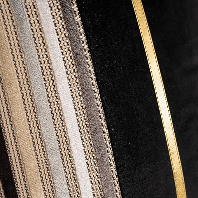 Yangest Black Striped Patchwork Throw Pillow Cover Gold Leather Cushion Cover Zippered Rectangular Pillowcase for Sofa Couch Bedroom Living Room Home Decoration, 12x20 Inch