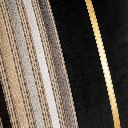 Yangest Black Striped Patchwork Throw Pillow Cover Gold Leather Cushion Cover Zippered Rectangular Pillowcase for Sofa Couch Bedroom Living Room Home Decoration, 12x20 Inch