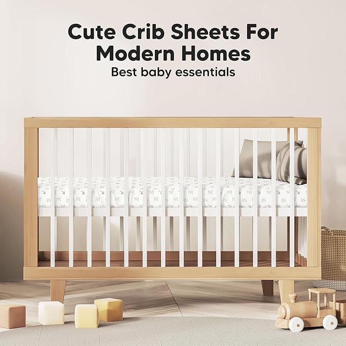 KeaBabies 2-Pack Baby Crib Sheets for Boys, Girls - 52x28 Viscose Derived from Bamboo Toddler Bed Sheets Neutral, Fitted Crib Mattress Cover for Standard Baby Bedding, Soft & Cozy (Bumble Bear)