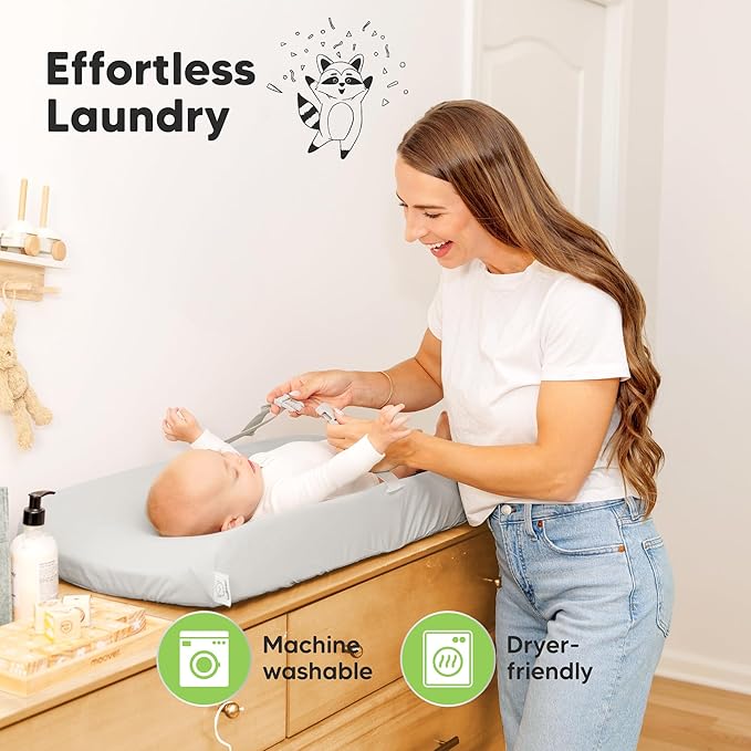 2-Pack Organic Changing Pad Covers for Girl,Boy, Neutral - 100% Cotton Changing Table Pad Cover,Soft Baby Nursery Diaper Changing Pad Sheets,Contour Changing Pads Liners,Change Pad Cover (French Gray)