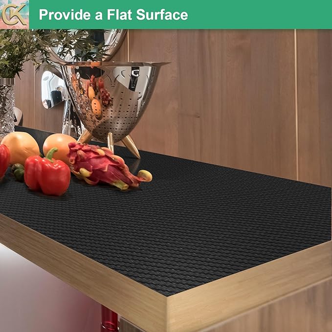 Self-Adhesive Shelf Liner Kitchen Liner, Waterproof Backed Paper Easy Peel and Stick Contact Liner Without Residue for Decor Your Desk Surface, Kitchen Countertops (Black, 17.5 x 118.1 inches)