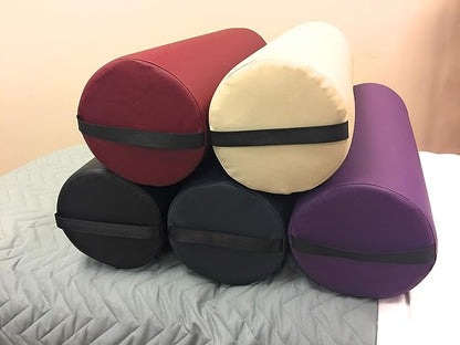 NRG Jumbo Full Round Massage Bolster - Extra Large Massage Table Pillow Cushion - Multi-Purpose Positioning Bolster with Carrying Strap - CFC Free Foam, NaturSoft Vinyl - 8 x 26 inches - Color: Agate