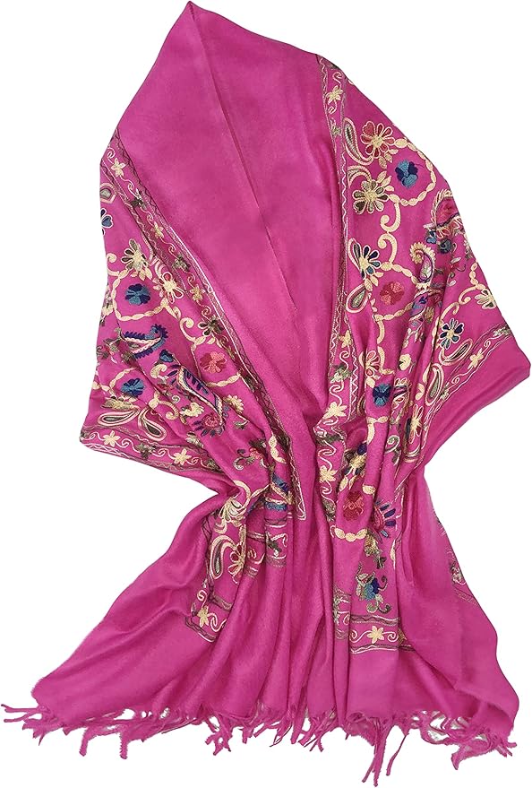 Urban CoCo Women's Embroidered Tassel Long Shawl Oversize Scarf Wraps for Women