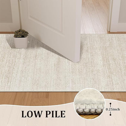 Valenrug Washable Rugs 2x5 - Stain Resistant 2x5 Area Rugs for Living Room, Non Slip Backing Large Area Rugs for Bedroom, Folable Machine Washable Area Rug (2'x5', Beige)