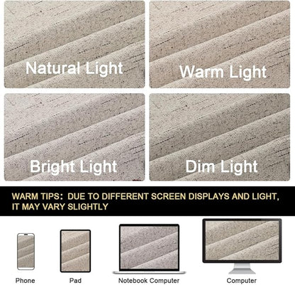 PrinceDeco Linen Texture Curtains Soild 100% Blackout Thermal Insulated with White Liner Blackout Curtains for Bedroom 64 Inches Long 2 Panels,42" Wide,64" Length Noise Reducing Curtains, Stone