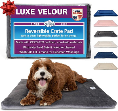 Pet Dreams Dog Crate Pad - Washable Kennel Mat, Crate Pads for Dog Cages, Non-Toxic, Flat Indoor Cat Bed, Fits iCrate 18, 24, 30, 36, 42, 48 Inches (Grey, X Large, 42")