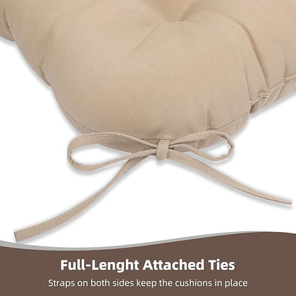 RACE LEAF Outdoor Seat Cushions Set of 2, 17" x 17" Square Patio Cushions, Plump Filling Tufted Water-Resistant Olefin Chair Seat Cushion with Ties for Non-Slip Support, Khaki