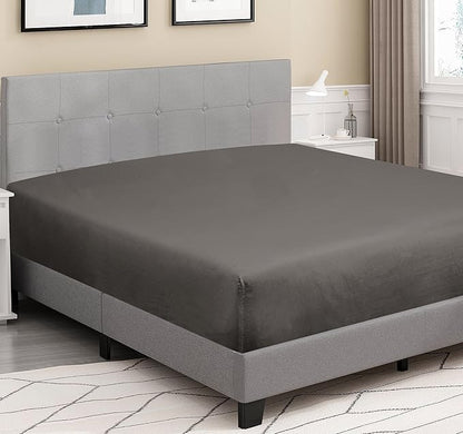ROYALE LINENS 300 Thread Count 100% Long Staple Combed Cotton Fitted Sheet Twin XL - Super Soft Deep Pocket Bottom Sheet - Fitted Sheets Only - Elastic Sheets (Twin XL, Grey)