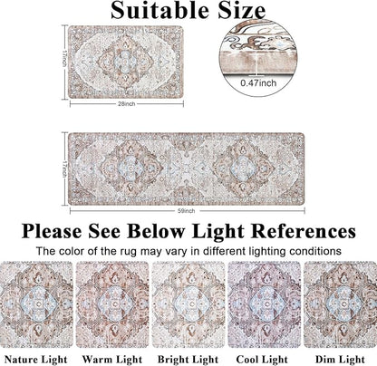 Ileading Anti Fatigue Kitchen Rugs Sets of 2 Cushioned Kitchen Mats for Floor Waterproof Kitchen Mat Set Non Slip Comfort Standing Mat for Kitchen, Office, Sink, Laundry