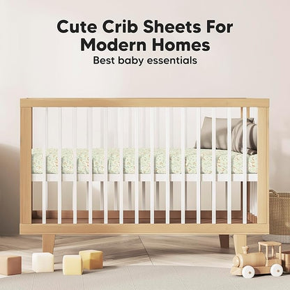 KeaBabies 2-Pack Baby Crib Sheets for Boys, Girls - 52x28 Viscose Derived from Bamboo Toddler Bed Sheets Neutral, Fitted Crib Mattress Cover for Standard Baby Bedding, Soft & Cozy (Foxtrot)