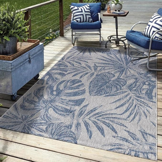 Keen Home Design Terrace Outdoor Area Rug - 4x6 Washable Indoor/Outdoor Rug for Patio, Kitchen, Balcony, Beach, Garden, Deck and Porch, Size: 3'10"x5'7"
