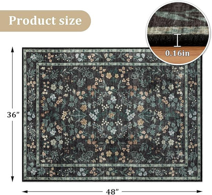 chakme Office Chair Mat for Hardwood Floor, 48"x36" Easy Glide Computer Desk Mat Protector for Rolling Chair Under Desk Rug Nonslip Backing, Machine Wash, (Floral)