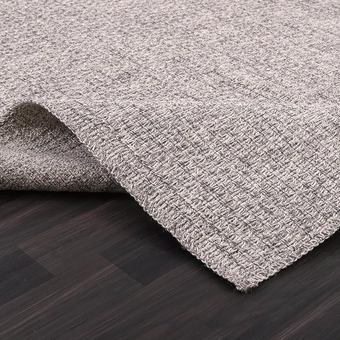 Easy Jute Rug 8x10 Indoor Outdoor Natural Rugs Solid Fiber Rug Woven Area Rug Boho Easy Clean Inside Carpet for Living Room Bedroom Dining Room Hallway or Outdoor Patio Porch (8 X 10 Silver)