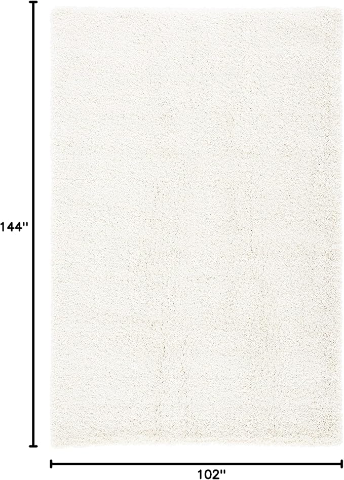 SAFAVIEH Milan Shag Collection Area Rug - 8'6" x 12', Ivory, Solid Design, Non-Shedding & Easy Care, 2-inch Thick Ideal for High Traffic Areas in Living Room, Bedroom (SG180-1212)