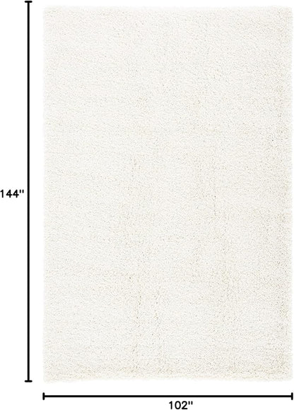 SAFAVIEH Milan Shag Collection Area Rug - 8'6" x 12', Ivory, Solid Design, Non-Shedding & Easy Care, 2-inch Thick Ideal for High Traffic Areas in Living Room, Bedroom (SG180-1212)