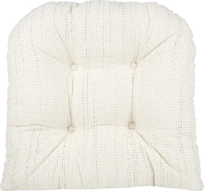 Klear Vu Omega Non-Slip Rocking Chair Cushion Set, Assembled in USA, Thick Padding & Tufted Design, Includes Seat Pad & Back Pillow with Ties, 17x17 Inches, 2-Piece Set, Tyson Birch