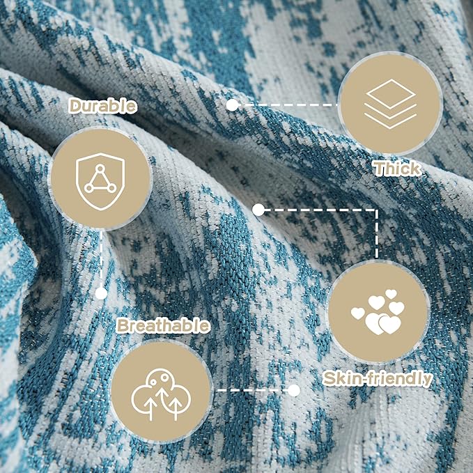 MEETSKY Boho Couch Cover for Dogs Washable Blue Abstract Couch Sofa Protector for Love seat Sofa Pets Friendly, Chenille Geometric Sofa Covers Soft Durable Modern Sofa Slipcovers, 71" X102"