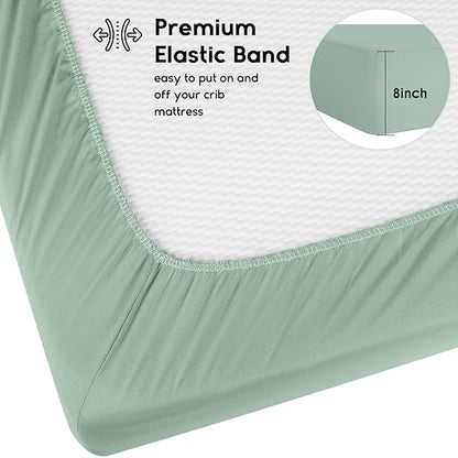 Yoofoss Baby Crib Sheets for Boys Girls, Fitted Crib Sheet 2 Pack for Standard Crib and Toddler Mattress, Super Soft Microfiber Baby Sheet 28x52x8in Green + Giraffe