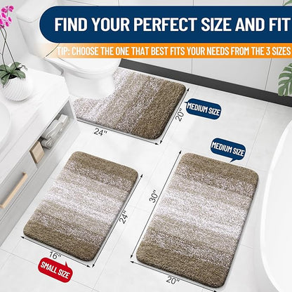 OLANLY Bathroom Rugs Mat 24x16, Extra Soft Absorbent Microfiber Bath Rugs, Rubber Backing, Quick Dry, Machine Washable Bath Mats for Bathroom Floor, Tub and Shower, Home Decor Accessories, Coffee