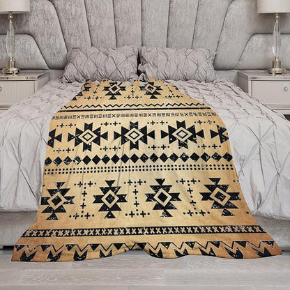 Tribal Aztec Throw Blanket, Southwestern Native Blanket, Vintage Ethnic Abstract Geometric Print Throws Cover for Couch Chair Sofa Bed Outdoor Beach Travel 30"x40"