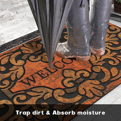 Large 47"x22" Heavy Duty Welcome Mat Outdoor with Non-Slip Rubber Backing - Durable Outdoor Door Mat for Front Door Entrance, Garage, Patio & High Traffic Areas（Welcome - Style2）