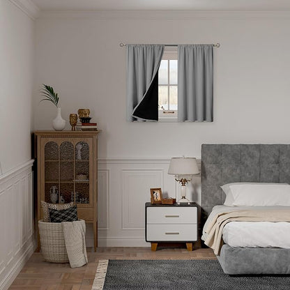 BGment 100% Blackout Curtains for Bedroom 54 Inch Length 2 Panels, Thermal Insulated Room Darkening Curtains Rod Pocket Soundproof Bedroom Living Room Window Curtains, Dove Grey, Each 42 Inch Wide