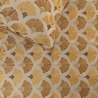 The HomeCentric King Queen Twin Beige & Yellow Gold Handmade Twin 53"x18" Bed Runner with 2 Pillow Cover, Floral Embroidery Bed Scarf on Cotton Embroidery Fabric - Autumn Bloom