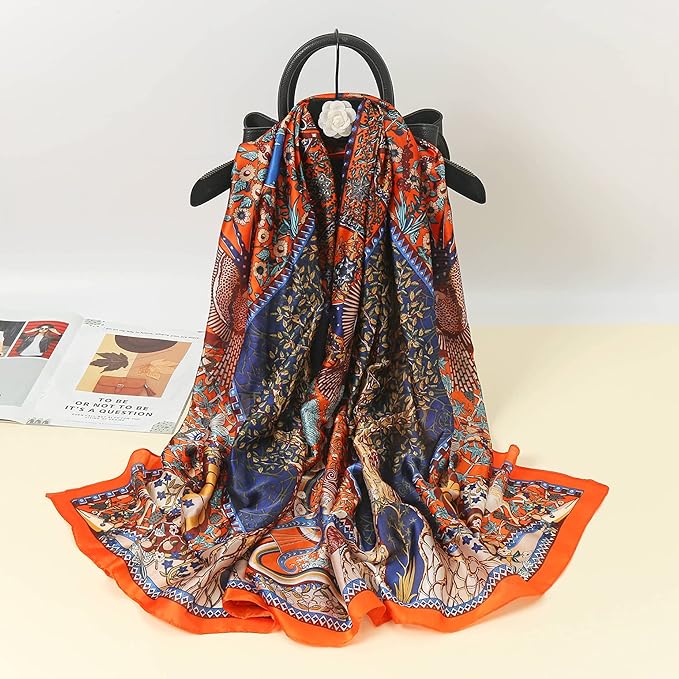 Fashion Scarves Scarf 100% Silk Feeling Scarf Silk Like Scarves Long Lightweight Sunscreen Shawls for Women