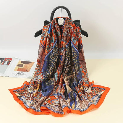 Fashion Scarves Scarf 100% Silk Feeling Scarf Silk Like Scarves Long Lightweight Sunscreen Shawls for Women