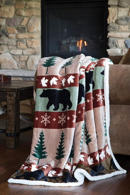 CARSTENS, INC. Ultra Premium Super Soft Plush Sherpa Fleece Oversized Throw Blanket 54" x 68", Cascade Ridge