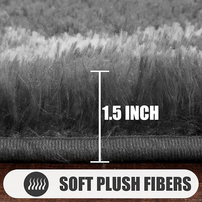 ONASAR 6x9 Area Rugs for Living Room Bedroom, Washable Large Fluffy Grey and White Throw Rug, Geometric Soft Plush Shaggy Floor Carpet for Nursery Kids Girls Boys Teen Dorm Home Decor Aesthetic