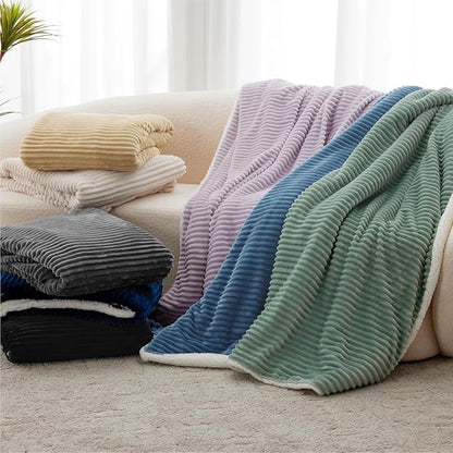 Sherpa Twin Blanket for Bed - Soft Cozy Fleece Blanket, Warm for Winter, Reversible for Sofa, Grey, 60 x 80 Inches