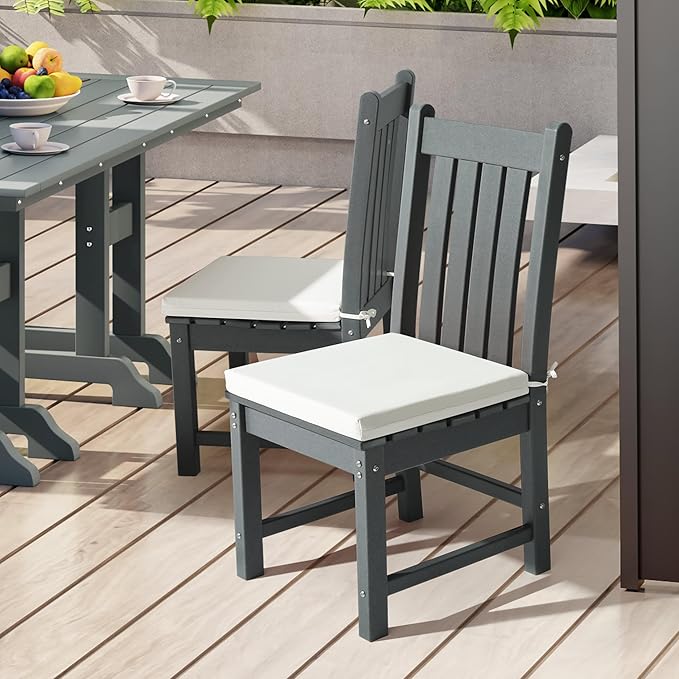 WestinTrends Solace Outdoor Patio Kitchen Dining Chair Square Seat Cushions Set of 4, 20 x 20, White